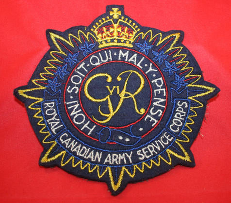 Large, Royal Canadian Army Service Corps Jacket Crest