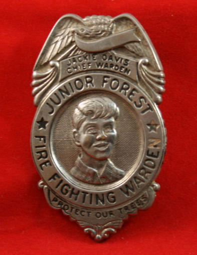 Jackie Davis Junior Forest Fire Fighting Warden badge