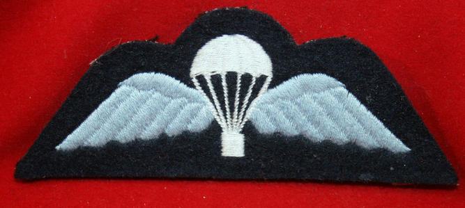 British Parachute Cloth Wing: Light Blue on Navy with White Chute RAF ISSUE