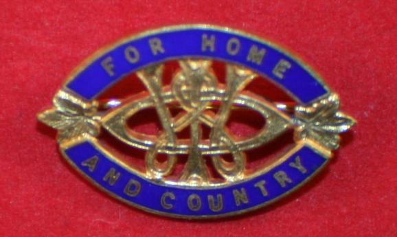 WW2 era FOR HOME AND COUNTRY W.I.O. Women's Institute members pin maker BIRKS.