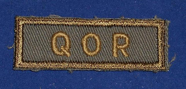 Canadian: QOR Queens Own Rifles Cloth Combat Tab