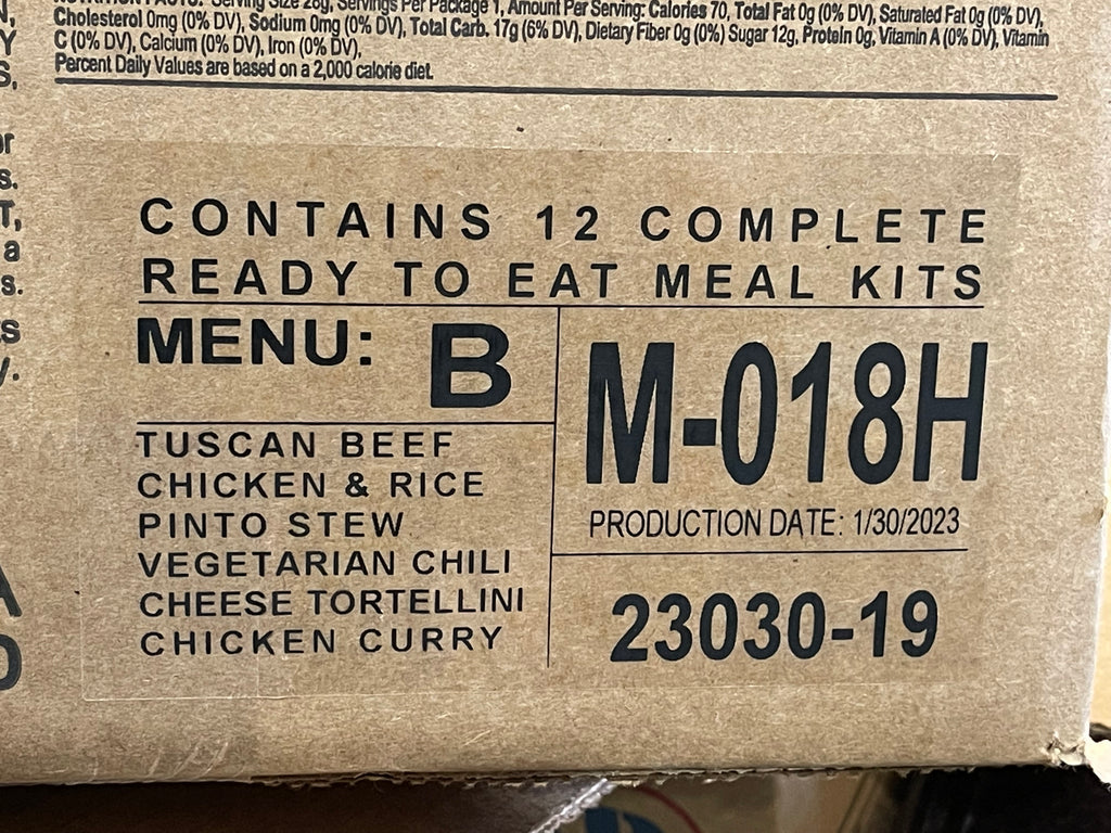 MRE STAR Case Of 12 MRE's (Meals Ready To Eat) - Case B – Marway ...